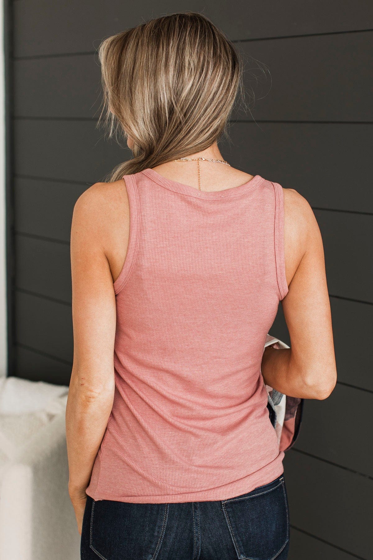 Bound To Be Beautiful Henley Tank Top- Mauve - Image 7