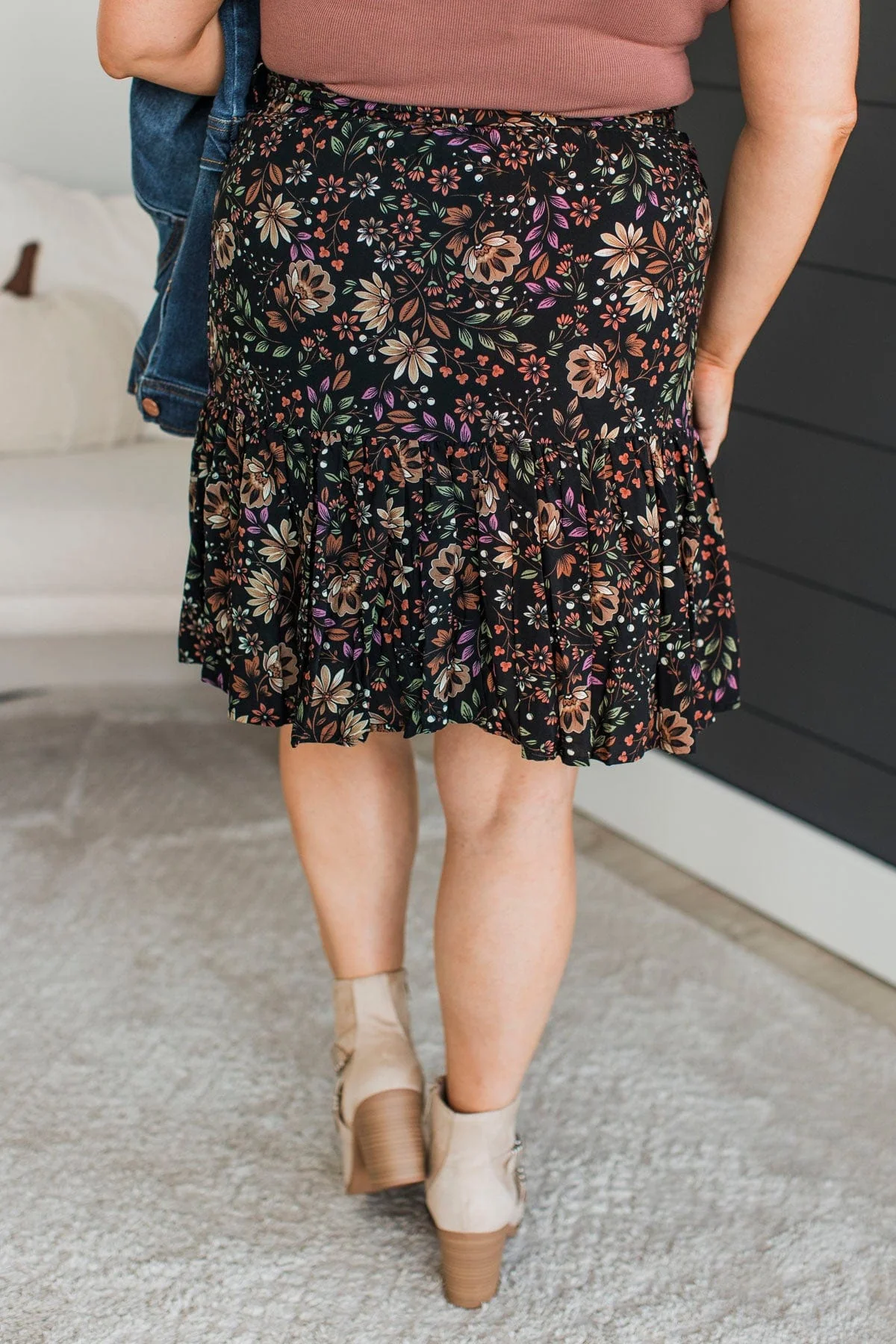 Bring On The Party Floral Skirt- Black - Image 8