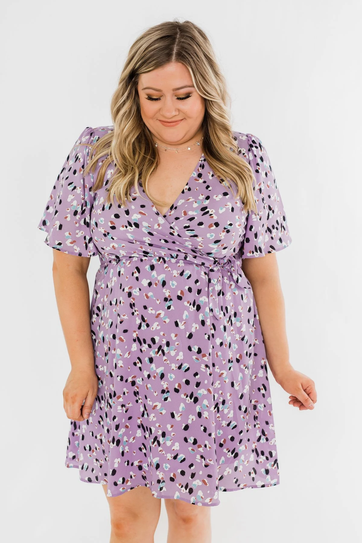 Embrace The Beauty Wrap Tie Dress- Purple - Image 7