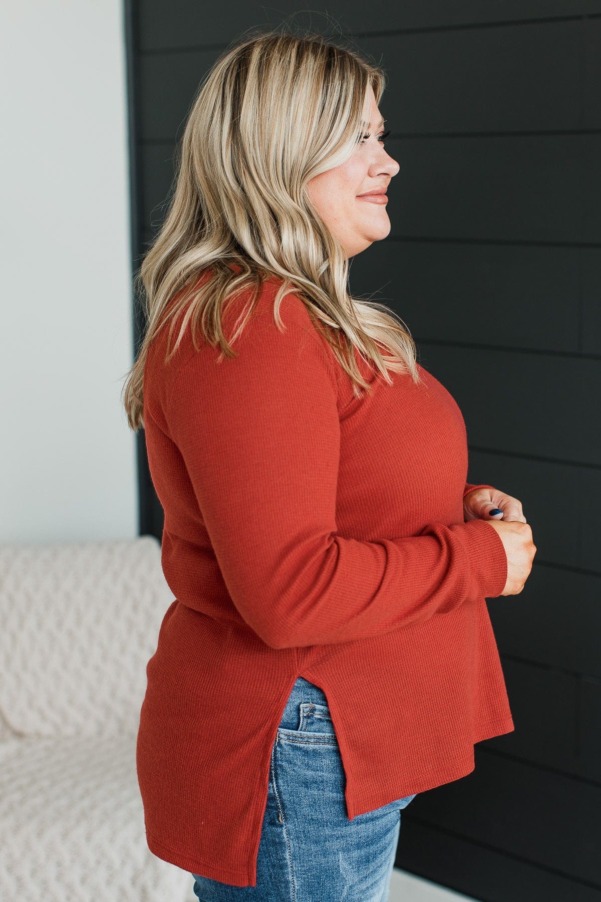 Heart On The Line Knit Top- Dark Rust - Image 5