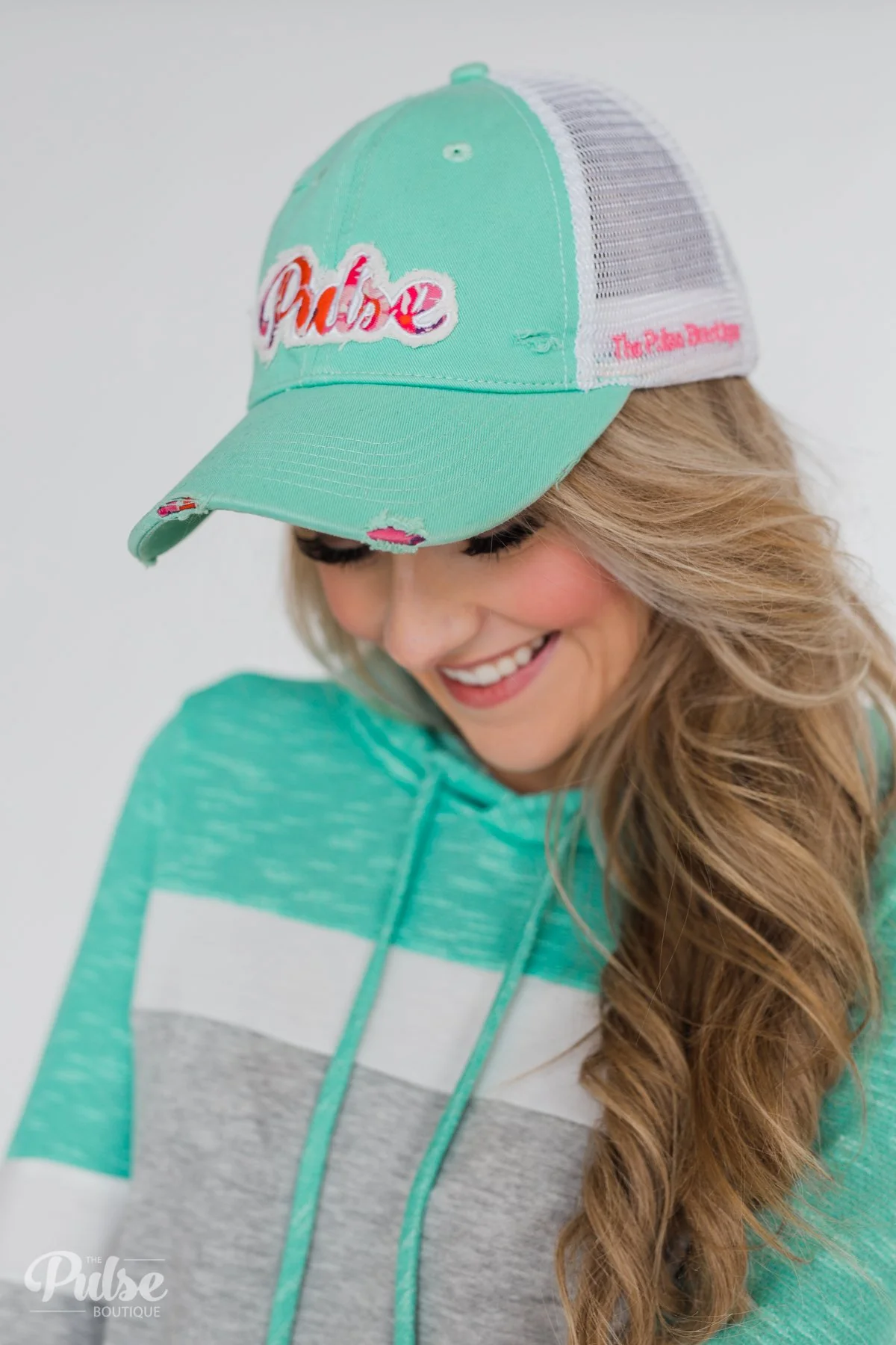 Pulse Distressed Ball Cap- Turquoise - Image 8