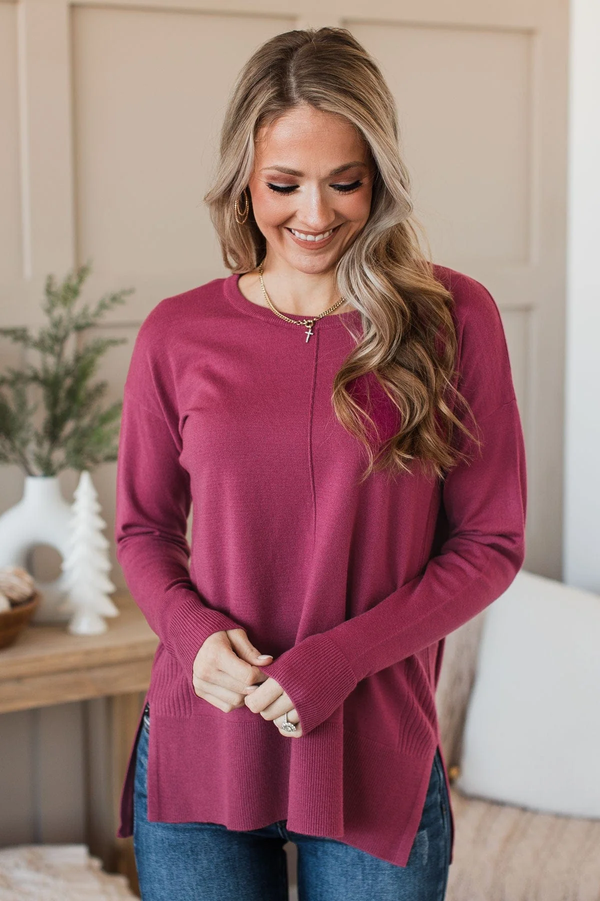 Ready For Anything Knit Sweater- Berry - Image 3