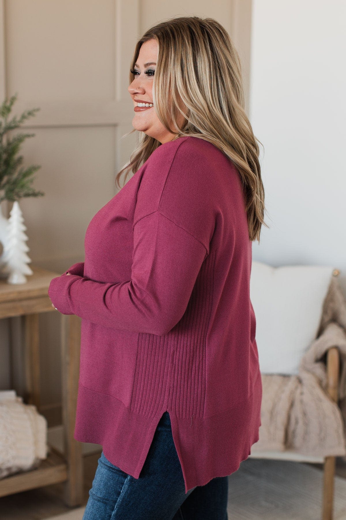 Ready For Anything Knit Sweater- Berry - Image 5