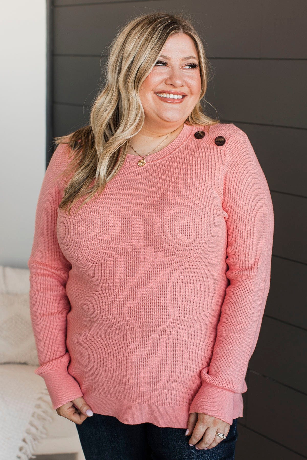 Reasons To Smile Knit Sweater- Peach - Image 3
