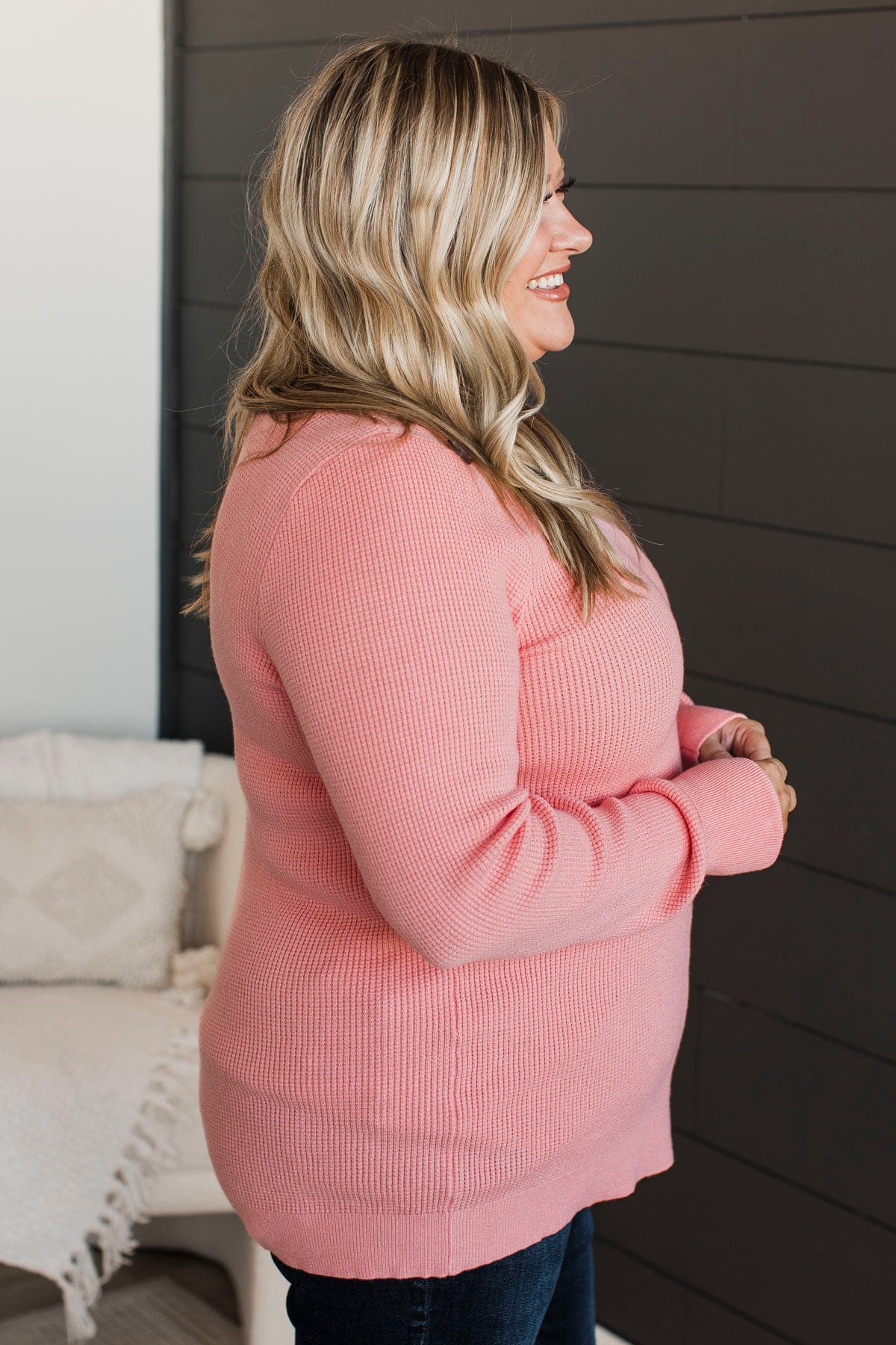 Reasons To Smile Knit Sweater- Peach - Image 5