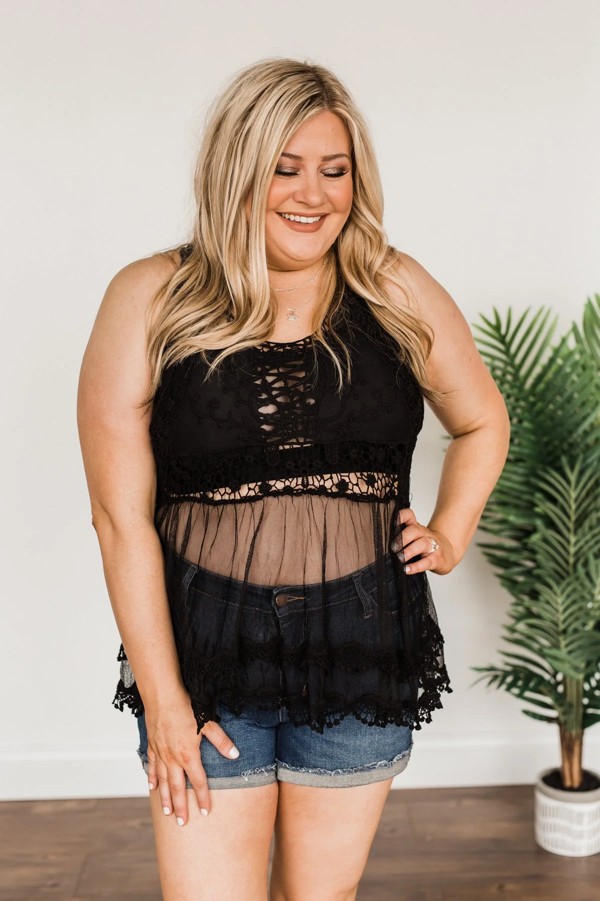Shine Like The Sun Mesh & Lace Cover Up- Black - Image 6
