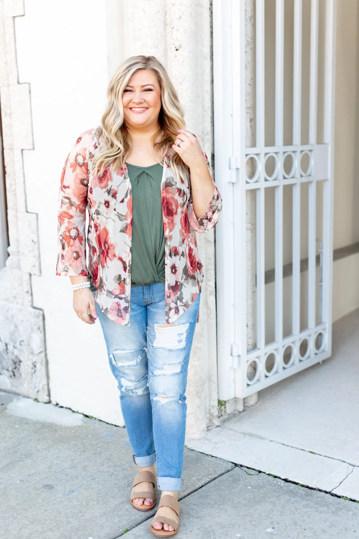 Sing A Little Louder Floral Kimono- Taupe - Image 10