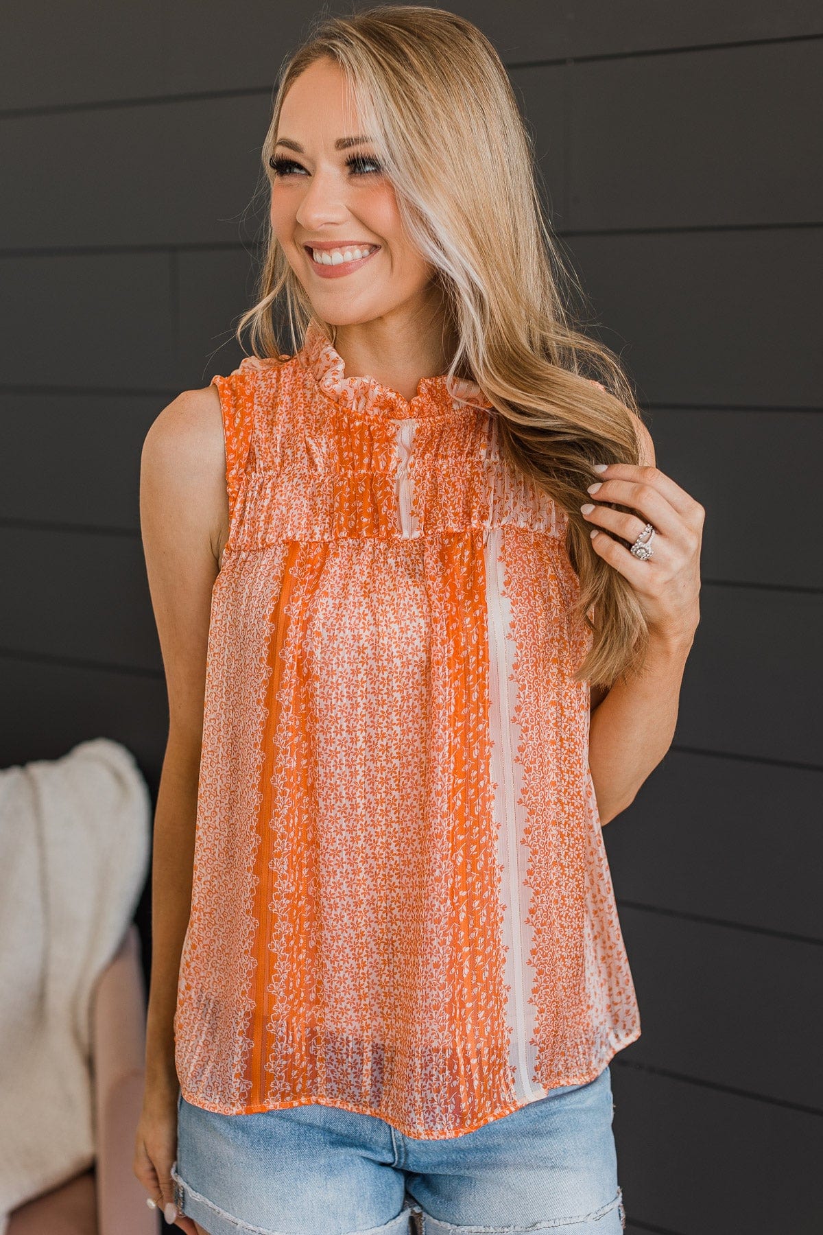 Stolen Moments Knit Tank Top- Orange - Image 5