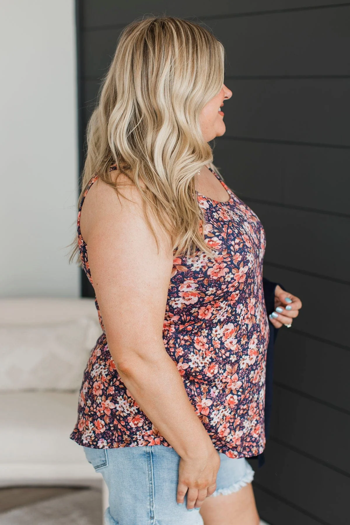 Twinkle In My Eye Floral Tank Top- Navy - Image 5
