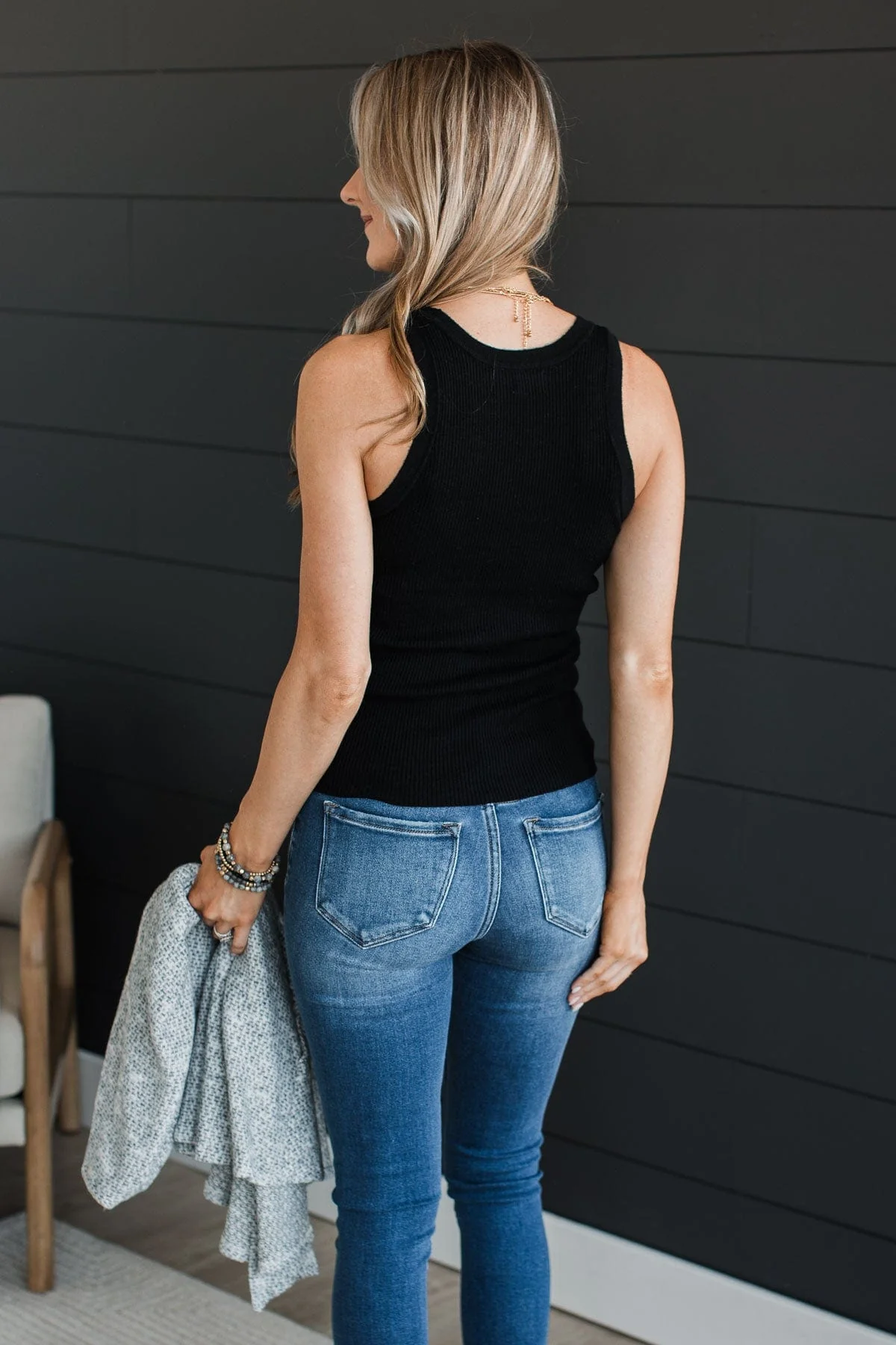 Worth A Shot Ribbed Knit Tank Top- Black - Image 8