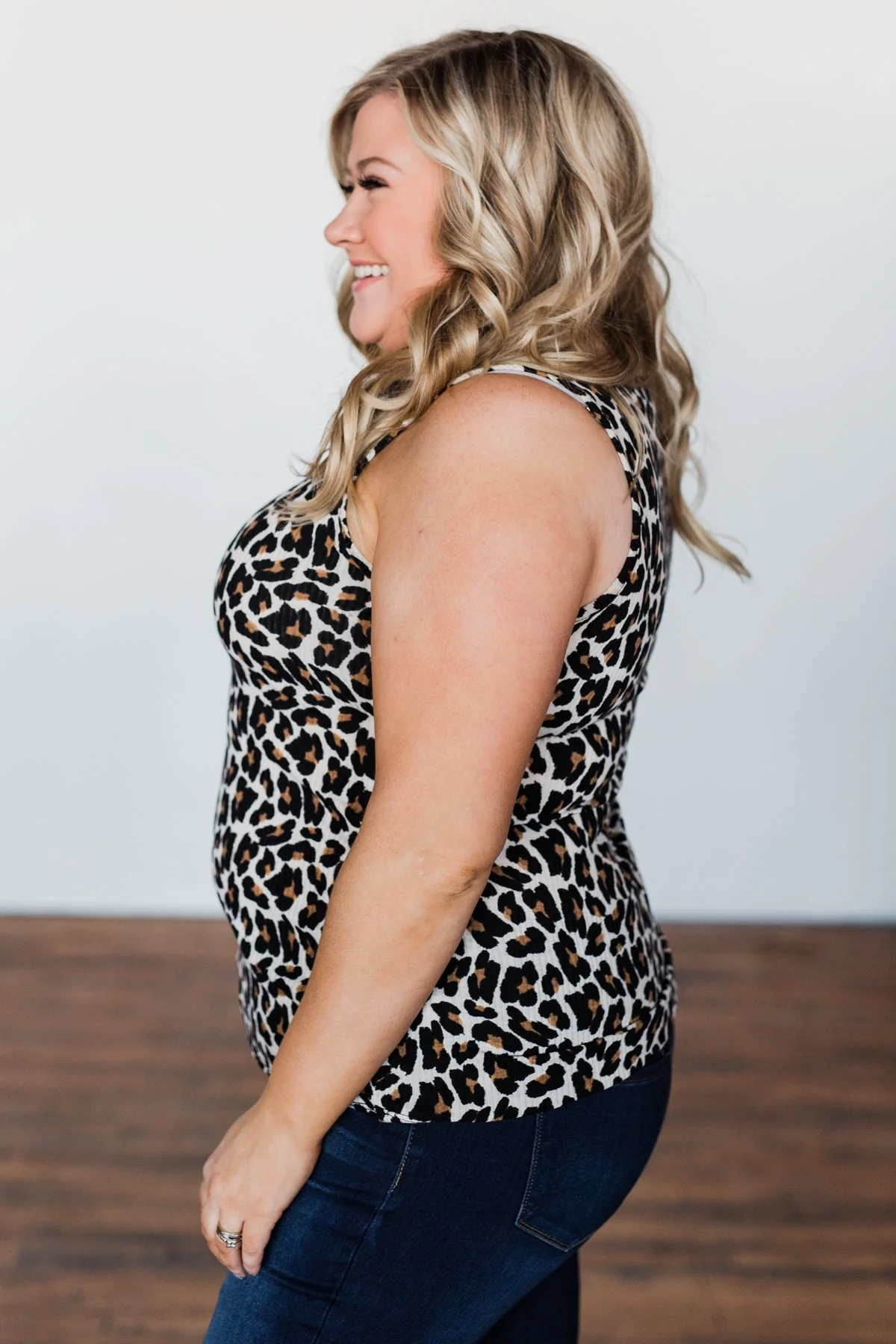 Zipper Henley Tank Top- Neutral Leopard - Image 12